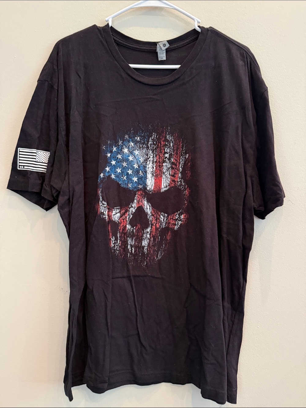 Next Level Apparel Black Short-Sleeve Tee with American Flag Skull